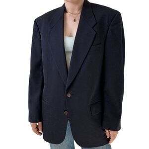Vintage Givenchy Monsieur Navy Blue Wool Blazer Sport Coat Dark Academia 40R